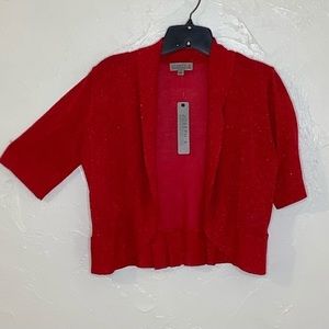 Joseph metallic sparkly red short sweater SZ S NWT